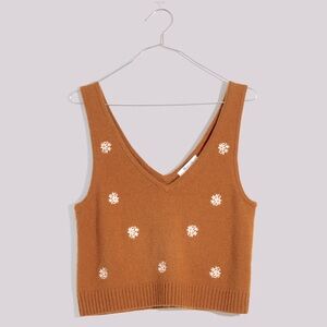 Madewell Floral-Embroidered V-Neck Sweater Tank